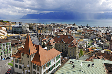 View from the tower of the Cathedral of Notre Dame, Lausanne, Canton of Vaud, Switzerland