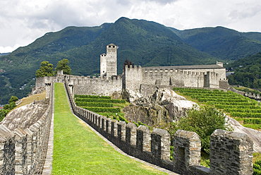 Castelgrande, the oldest of the three castles in Bellizona, Canton Ticino, Switzerland