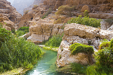 Wadi Shab, canyon near Tiwi, Sultanate of Oman, Arabian Peninsula