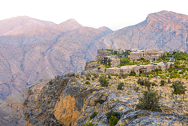 Alila Jabal Akhdar hotel, nestled 2000 metres above sea level, surrounded by Al Hajar Mountains, Sultanate of Oman, Arabian Peninsula, Middle East