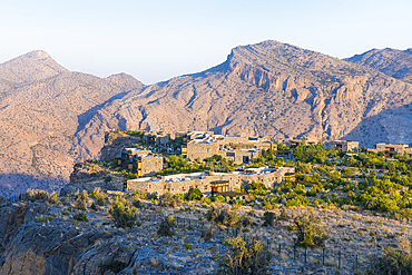 Alila Jabal Akhdar hotel, nestled 2000 metres above sea level, surrounded by Al Hajar Mountains, Sultanate of Oman, Arabian Peninsula