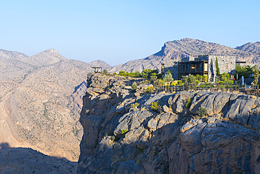 Alila Jabal Akhdar hotel, nestled 2000 metres above sea level, surrounded by Al Hajar Mountains, Sultanate of Oman, Arabian Peninsula