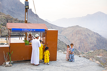 Kiosk selling local products, Wakan village, Western Hajar Mountains, border South Batinah and Al Dakhiliyah Governorates, Oman, Arabian Peninsula