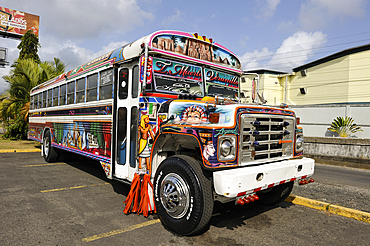 Diablo Rojo (Red Devil) bus in Panama, Colon, Republic of Panama, Central America