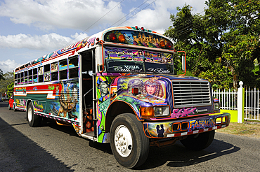 Diablo Rojo (Red Devil) bus in Panama, Colon, Republic of Panama, Central America