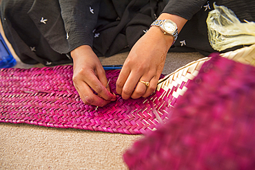 Madrasat Adeera, originaly a Girl's School, now an artistic space where women learn and practice different crafts, here a weaving and basketry workshop, whose creations will be sold in the old town of AlUla, Medina Province, Saudi Arabia, Middle East