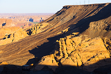 Mountainscape viewed from the top of Harrat volcanic plateau, AlUla, Medina Province, Saudi Arabia, Middle East