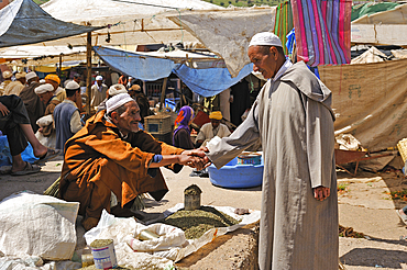 Men greeting,Ait Baha market,Chtouka Aït Baha Province,Souss-Massa-Draâ region,Morocco,North Africa