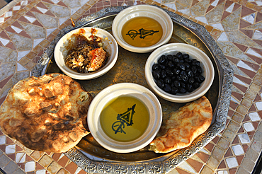 Honey,argan and olive oil,bread, Atlas Kasbah, guesthouse near Agadir, Morocco,North Africa