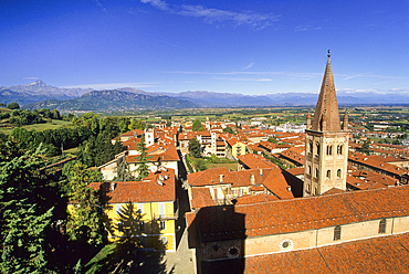 View with the Dominican church of San Giovanni, Saluzzo, Province of Cuneo, Piedmont region, Italy, Europe