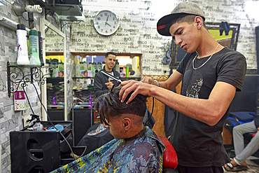 Hairdresser's in the Medina of Marrakech, Morocco, North West Africa