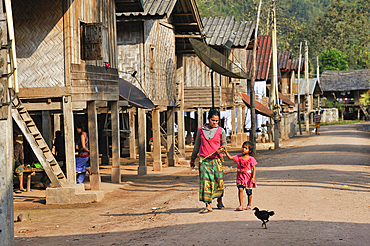 Khmu ethnic minority village by the Nam Pak river at Muang La, Oudomxay Province in northwestern Laos, Southeast Asia