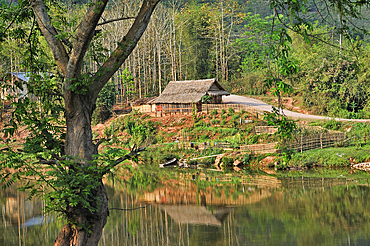 Khmu ethnic minority village by the Nam Pak river at Muang La, Oudomxay Province in northwestern Laos, Southeast Asia