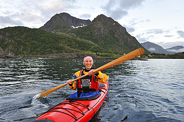 Kayak at Hamn i Senja. Senja island.County of Troms,Norway,Northern Europe