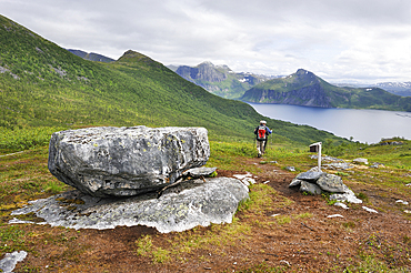 Monolith on the Husfjellet mountain, Senja island, County of Troms Norway, Northern Europe