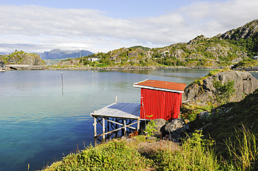 Fishing hut.Hamn.Senja island.County of Troms,Norway,Northern Europe