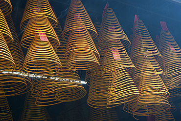 Spiral incense at Kun Iam buddhist Temple,goddess of Mercy,Macau,Special Administrative Region,China,Asia