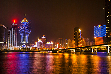 Casinos floodlighting,Macau,Special Administrative Region,China,Asia