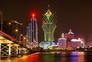 Casinos floodlighting,Macau,Special Administrative Region,China,Asia