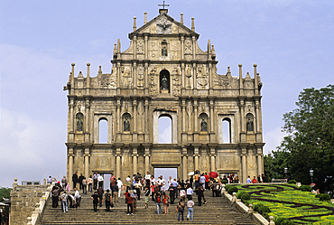 Tourists in front of ruins of Saint Paul's Cathedral,Macau,Special Administrative Region,China,Asia