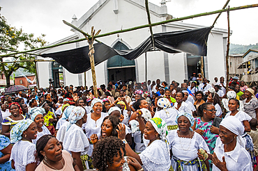 Parish fair at Santo Izidoro Church,village of Ribeira Afonso on the East coast of Sao Tome Island, Republic of Sao Tome and Principe,Africa