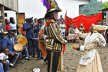 Traditional theatre Tchiloli show at the village of Ribeira Afonso on the East coast of Sao Tome Island, Republic of Sao Tome and Principe,Africa