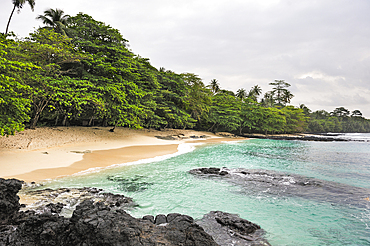 Secret beach of the small Rolas (turtledove) island in the south of Sao Tome Island, Republic of Sao Tome and Principe,Africa