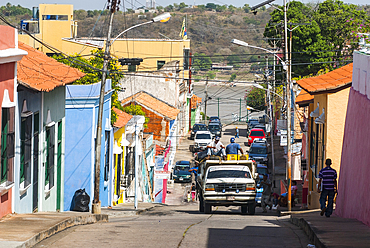 Colored houses of historical center town,Bolivar State,Ciudad Bolivar,Bolivarian Republic of Venezuela,South America