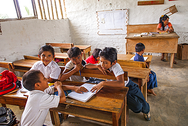 Primary school in La Poncha,american indien village located on the Caura river bank,Bolivar State,Bolivarian Republic of Venezuela,South America