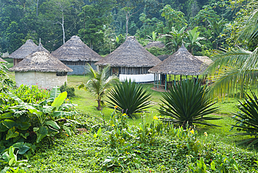 Camp managed by american indian natives Yekuana on Playon site, sand beach of the Caura river, downstream from Para falls, Bolivarian Republic of Venezuela, South America