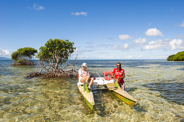 Pedalboat trip around the mangrove swamp, Grand Cul-de-sac Marin,Vieux-Bourg, Morne-a-l'eau, Grande-Terre, Guadeloupe, overseas region of France,Leewards Islands, Lesser Antilles, Caribbean