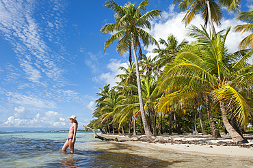 Girl on the Bois Jolan beach, Sainte-Anne, Grande-Terre, Guadeloupe, overseas region of France,Leewards Islands, Lesser Antilles, Caribbean