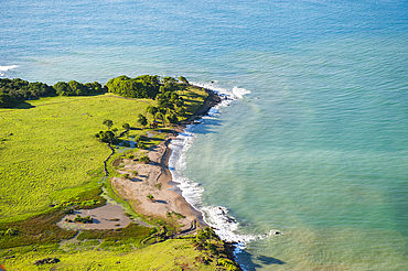 Aerial view of 'Pointe Allegre' (the northest headland of Basse-Terre), Grand Cul-de-sac Marin, Sainte-Rose, Basse-Terre, Guadeloupe, overseas region of France,Leewards Islands, Lesser Antilles, Caribbean