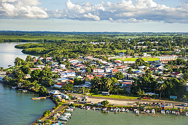 Aerial view of the coast at Sainte-Rose, Grand Cul-de-sac Marin, Sainte-Rose, Basse-Terre, Guadeloupe, overseas region of France,Leewards Islands, Lesser Antilles, Caribbean