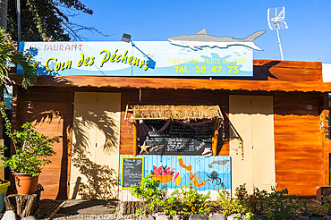Seafood and fish restaurant by the sea, village of Deshaies, Basse-terre, Guadeloupe, overseas region of France,Leewards Islands, Lesser Antilles, Caribbean