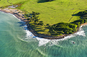 Aerial view of 'Pointe Allegre' (the northest headland of Basse-Terre), Grand Cul-de-sac Marin, Sainte-Rose, Basse-Terre, Guadeloupe, overseas region of France,Leewards Islands, Lesser Antilles, Caribbean