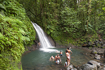 Cascade aux Ecrevisses (Crayfish Waterfall), Route de la Traversee (Crossing Road), Basse-Terre, Guadeloupe, overseas region of France,Leewards Islands, Lesser Antilles, Caribbean