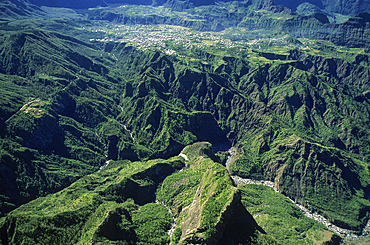 Cirque (caldera) of Mafate, Reunion island, Overseas departement of France, Indian Ocean