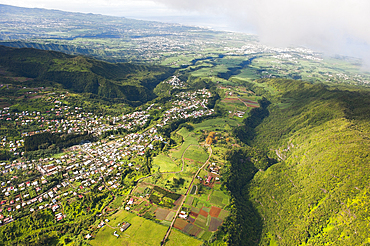 Aerial view over the West Coast,Reunion island,overseas departement of France,Indian Ocean