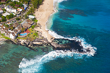 Boucan Canot hotel,aerial view of lagoon west coast , Saint-Gilles-les-Bains. Reunion island,overseas departement of France,Indian Ocean