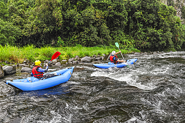 Rafting on the Riviere des Marsouins, Saint-Benoit Reunion island,overseas departement of France,Indian Ocean