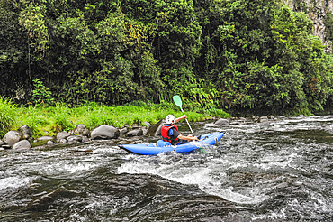 Rafting on the Riviere des Marsouins, Saint-Benoit Reunion island,overseas departement of France,Indian Ocean