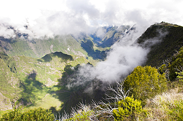 Rempart river gorges viewed from the belvedere Nez-de-Boeuf on the road to Piton de la Fournaise, Reunion island, Overseas departement of France, Indian Ocean