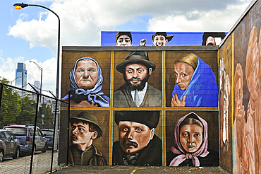 History of Immigration, restored Mural by Simon Huelsbeck, Callowhill and 2nd streets, Philadelphia, Commonwealth of Pennsylvania, United States of America, North America