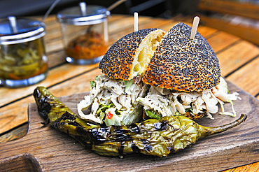 Artisan bread sandwich served at High Street on Market restaurant, 308 Market Street, Philadelphia, Commonwealth of Pennsylvania, United States of America, North America