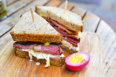 Artisan bread sandwich served at High Street on Market restaurant, 308 Market Street, Philadelphia, Commonwealth of Pennsylvania, United States of America, North America