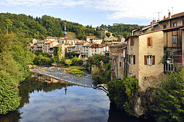 Village of Olliergues on the Dore river,Livradois-Forez Regional Nature Park,Puy-de Dome department,Auvergne region,France,Europe