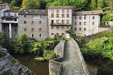Village of Olliergues on the Dore river,Livradois-Forez Regional Nature Park,Puy-de Dome department,Auvergne region,France,Europe