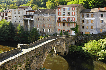 Village of Olliergues on the Dore river,Livradois-Forez Regional Nature Park,Puy-de Dome department,Auvergne region,France,Europe