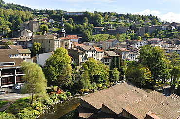 Village of Olliergues on the Dore river,Livradois-Forez Regional Nature Park,Puy-de Dome department,Auvergne region,France,Europe